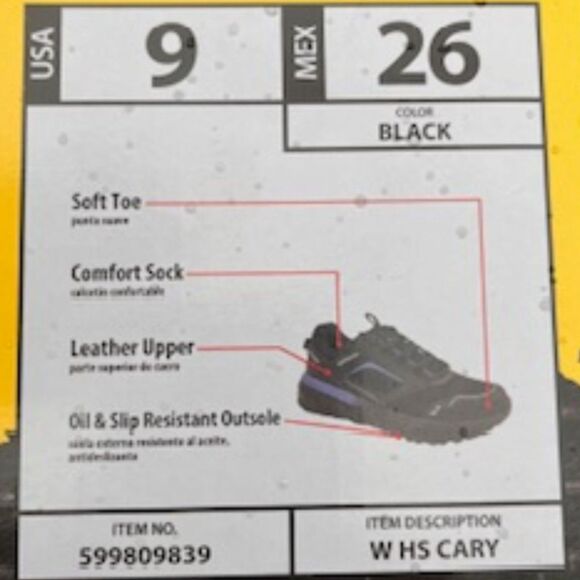 Women's Size: 9 . Leather Soft Toe Shoes . Oil & Slip Resistant . Work & Safety - Picture 3 of 10